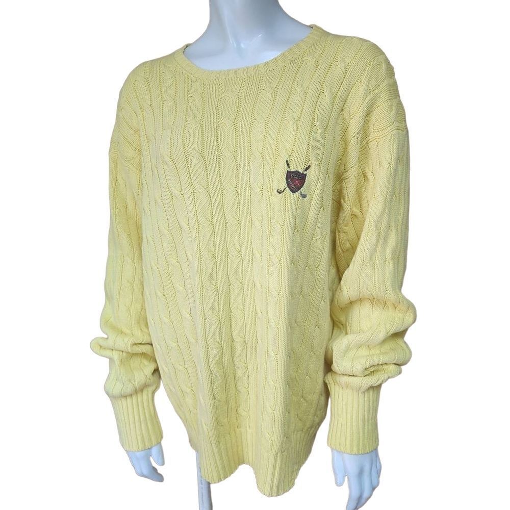 Vintage Polo by Ralph Lauren Yellow Cableknit Sweater (M)